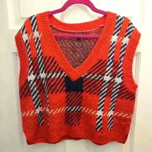 Wild Fable Knitted Striped Red Vest,Size M